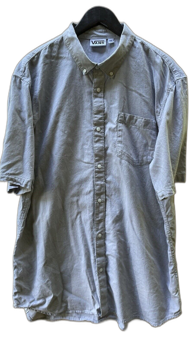 Vans Off The Wall Shirt Men XXL Gray Shirt Sleeve Button Down